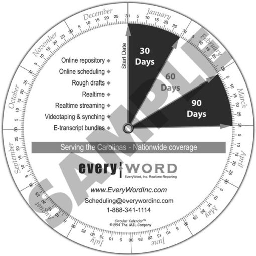 Calendar Wheel 30 60 90 days Circular Calendar